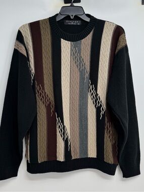 Protege Collection Sweater Mens XL Multi Colorblock Crewneck Pullover USA Made